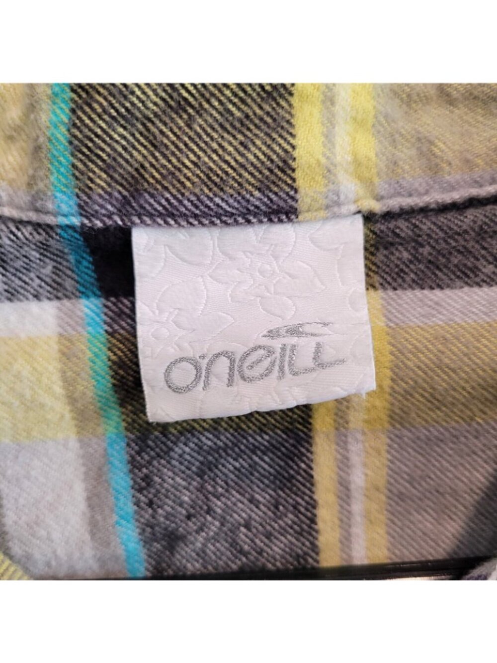 O'Neill Button Up Shirt Womens L Yellow Plaid Flannel Long Sleeve Top Pockets - Picture 4 of 11